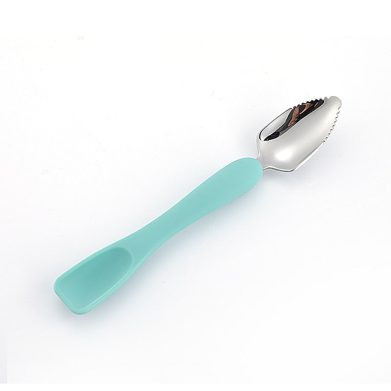 Wholesale Stainless Steel Silicone Baby Food Double-headed Spoon